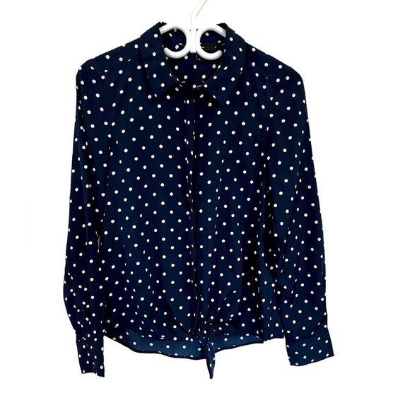 Vero Moda Polka Dot Tie Top Long Sleeve NWT - Picture 3 of 10